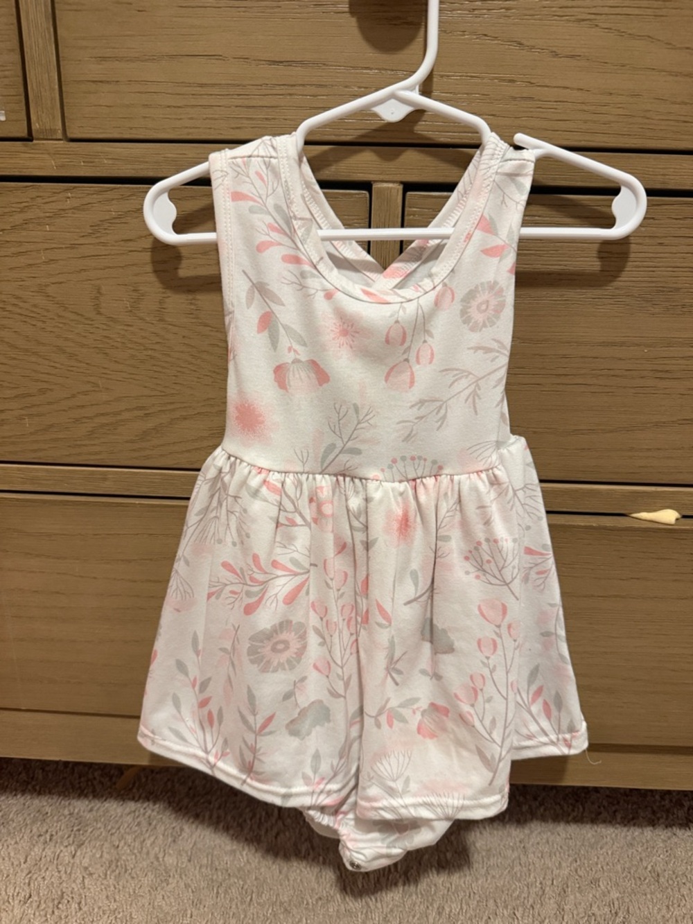 Girls' Floral Pink and Cream One-Piece Romper